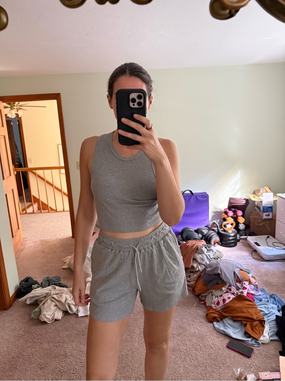 Women's Grey Athletic Drawstring Shorts - Casual Performance